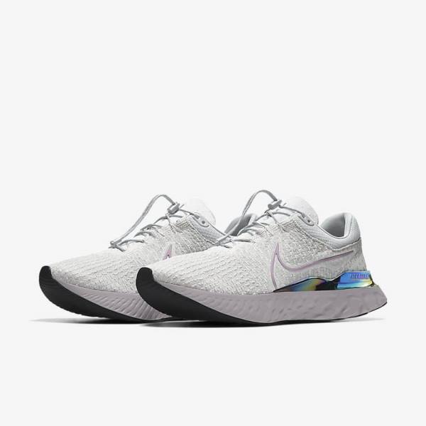 Buty do Biegania Męskie Nike React Infinity Run 3 By You Custom Szosowe Szare Platyna Szare | NK716SQT