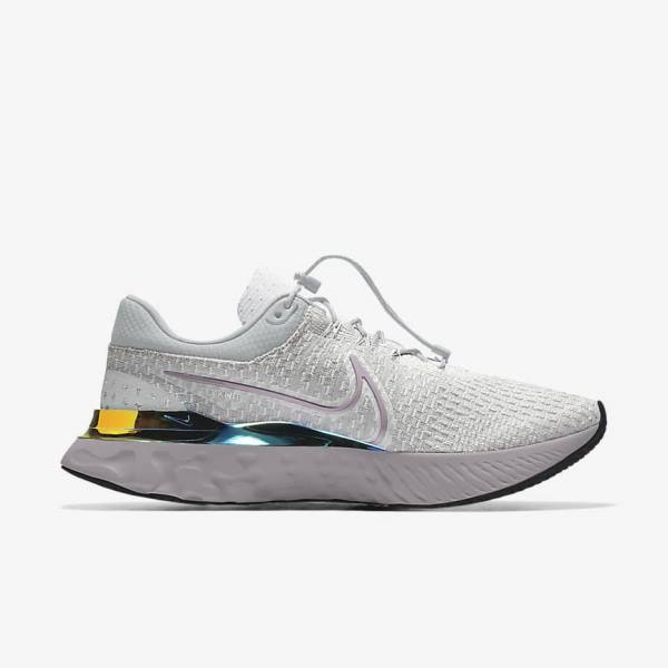 Buty do Biegania Męskie Nike React Infinity Run 3 By You Custom Szosowe Szare Platyna Szare | NK716SQT