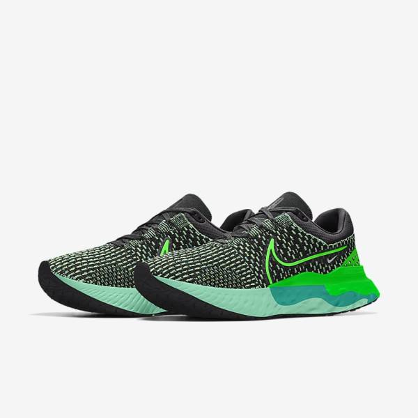 Buty do Biegania Męskie Nike React Infinity Run 3 By You Custom Szosowe Czarne Zielone | NK802VAE