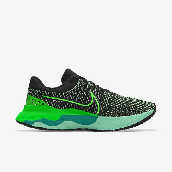 Buty do Biegania Męskie Nike React Infinity Run 3 By You Custom Szosowe Czarne Zielone | NK802VAE