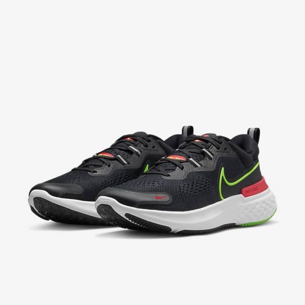 Buty do Biegania Męskie Nike React Miler 2 Szosowe Czarne Czerwone Białe Zielone | NK432HPY