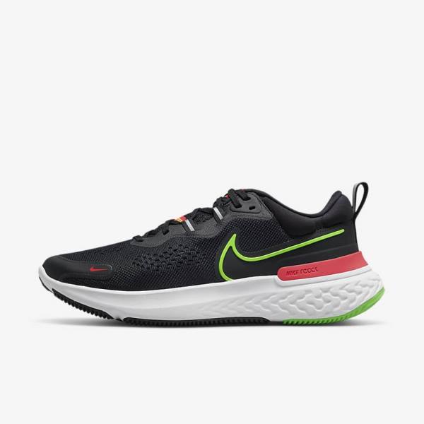 Buty do Biegania Męskie Nike React Miler 2 Szosowe Czarne Czerwone Białe Zielone | NK432HPY