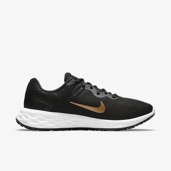 Buty do Biegania Męskie Nike Revolution 6 Next Nature Szosowe Czarne Białe Metal Złote | NK271SJF