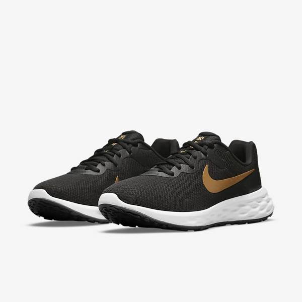 Buty do Biegania Męskie Nike Revolution 6 Next Nature Szosowe Czarne Białe Metal Złote | NK271SJF