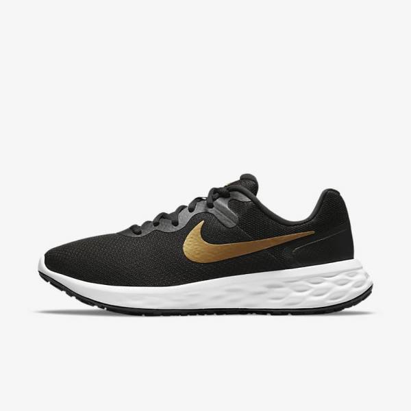 Buty do Biegania Męskie Nike Revolution 6 Next Nature Szosowe Czarne Białe Metal Złote | NK271SJF