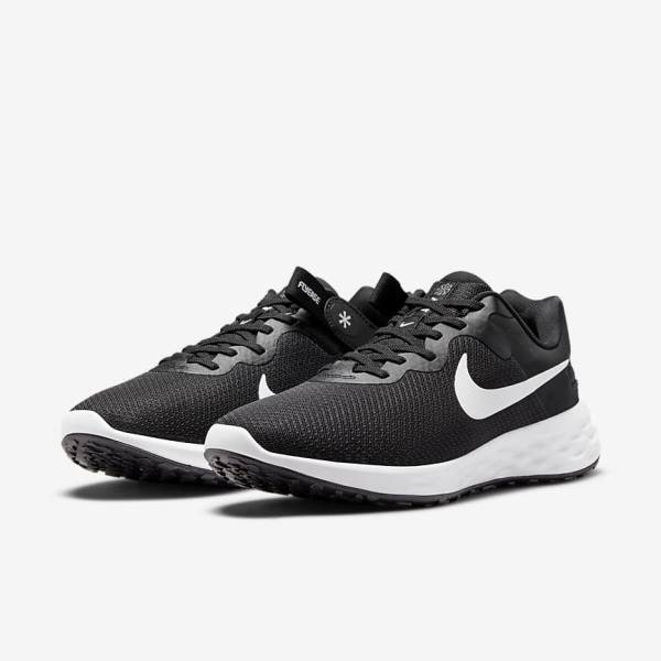 Buty do Biegania Męskie Nike Revolution 6 FlyEase Next Nature Easy On-Off Szosowe Czarne Szare Białe | NK396RXI