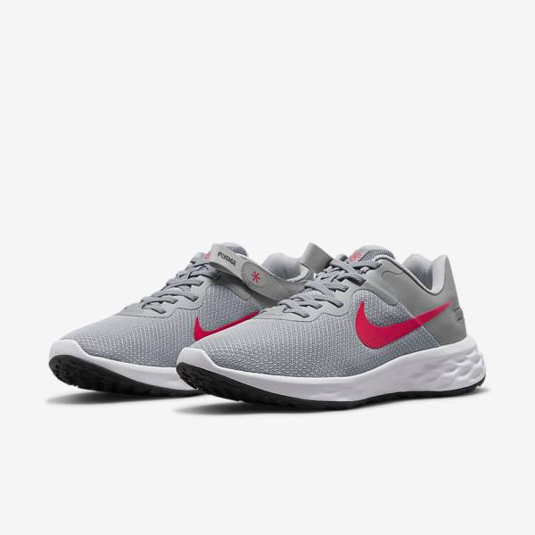 Buty do Biegania Męskie Nike Revolution 6 FlyEase Next Nature Easy On-Off Szosowe Głęboka Szare Ciemny Szare Czerwone | NK413ZAO