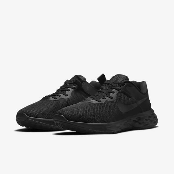 Buty do Biegania Męskie Nike Revolution 6 FlyEase Next Nature Easy-On-And-Off Szosowe (Extra Szerokie) Czarne Ciemny Szare | NK416NYA