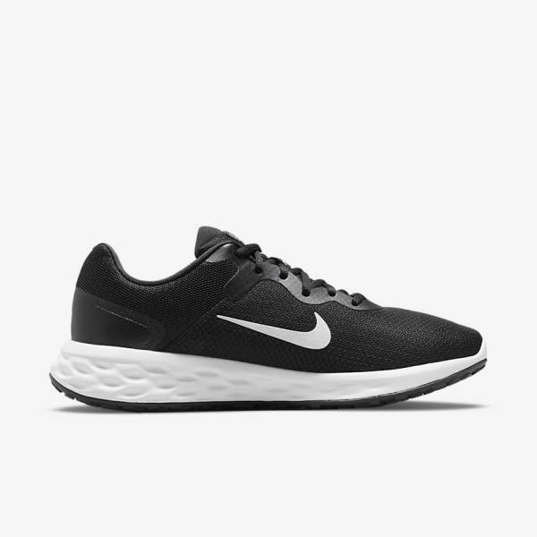 Buty do Biegania Męskie Nike Revolution 6 (Extra Szerokie) Czarne Szare Białe | NK786AHM