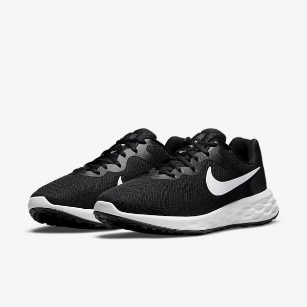 Buty do Biegania Męskie Nike Revolution 6 (Extra Szerokie) Czarne Szare Białe | NK786AHM