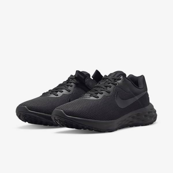 Buty do Biegania Męskie Nike Revolution 6 FlyEase Next Nature Easy On-Off Szosowe Czarne Ciemny Szare | NK952MZH