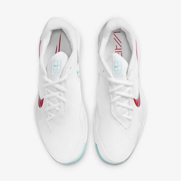 Buty do Tenisa Męskie Nike NikeCourt Air Zoom Vapor Pro Hard-Court Białe Czerwone Bordowe Turkusowe | NK721UEN