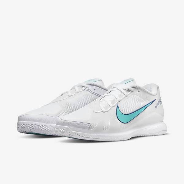 Buty do Tenisa Męskie Nike NikeCourt Air Zoom Vapor Pro Clay Court Białe Głęboka Beżowe Królewski Niebieski Niebieskie Turkusowe | NK816WNL