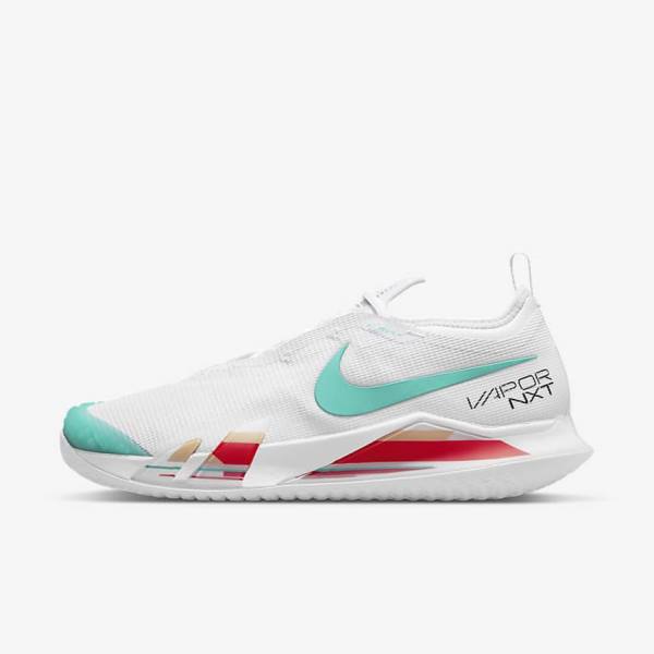 Buty do Tenisa Męskie Nike NikeCourt React Vapor NXT Hard-Court Białe Czerwone Bordowe Turkusowe | NK108JYH