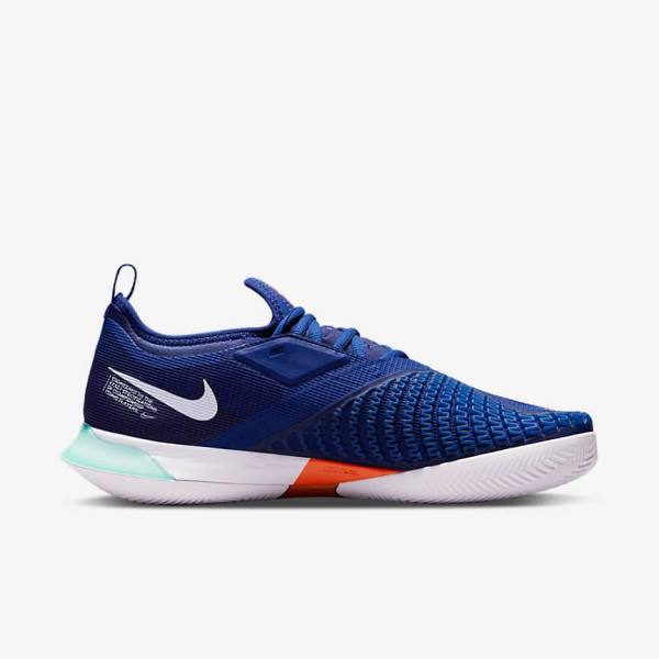 Buty do Tenisa Męskie Nike NikeCourt React Vapor NXT Clay Court Królewski Niebieski Niebieskie Turkusowe Pomarańczowe Białe | NK409OPX