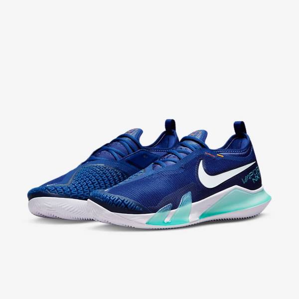 Buty do Tenisa Męskie Nike NikeCourt React Vapor NXT Clay Court Królewski Niebieski Niebieskie Turkusowe Pomarańczowe Białe | NK409OPX