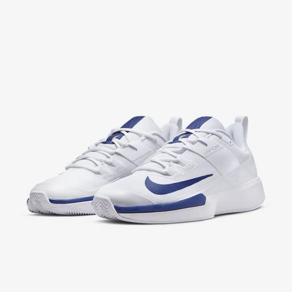 Buty do Tenisa Męskie Nike NikeCourt Vapor Lite Clay Court Białe Królewski Niebieski Niebieskie | NK715SOL