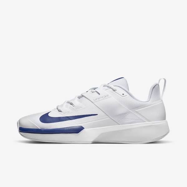 Buty do Tenisa Męskie Nike NikeCourt Vapor Lite Clay Court Białe Królewski Niebieski Niebieskie | NK715SOL