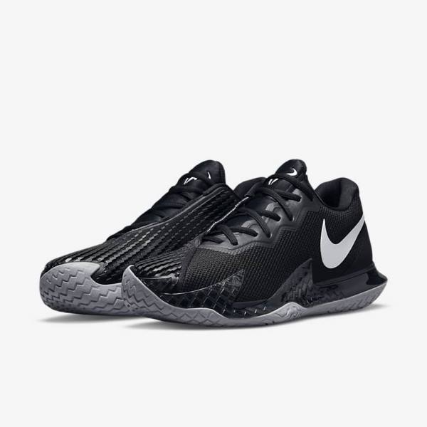 Buty do Tenisa Męskie Nike NikeCourt Zoom Vapor Cage 4 Rafa Hard Court Czarne Metal Srebrne | NK671ZPM