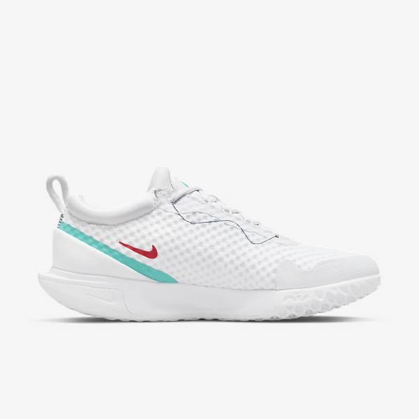 Buty do Tenisa Męskie Nike NikeCourt Zoom Pro Hard Court Białe Czerwone Bordowe Turkusowe | NK783XQO