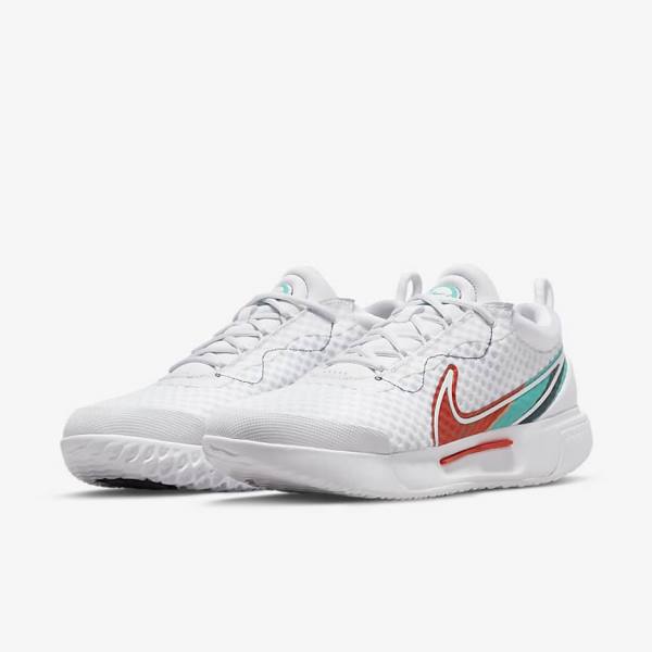 Buty do Tenisa Męskie Nike NikeCourt Zoom Pro Hard Court Białe Czerwone Bordowe Turkusowe | NK783XQO