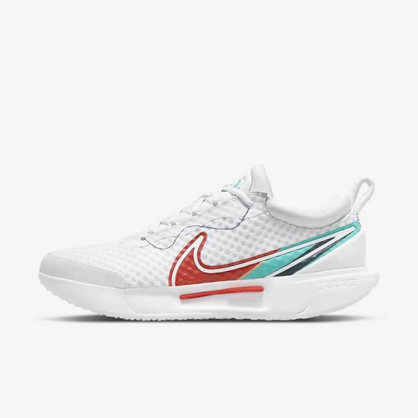 Buty do Tenisa Męskie Nike NikeCourt Zoom Pro Hard Court Białe Czerwone Bordowe Turkusowe | NK783XQO