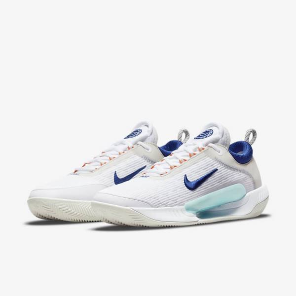 Buty do Tenisa Męskie Nike NikeCourt Zoom NXT Clay Court Białe Głęboka Beżowe Turkusowe Królewski Niebieski Niebieskie | NK923KUV