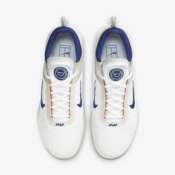 Buty do Tenisa Męskie Nike NikeCourt Zoom NXT Hard Court Białe Głęboka Beżowe Turkusowe Królewski Niebieski Niebieskie | NK983HWN