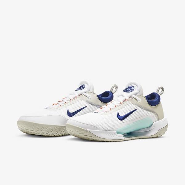 Buty do Tenisa Męskie Nike NikeCourt Zoom NXT Hard Court Białe Głęboka Beżowe Turkusowe Królewski Niebieski Niebieskie | NK983HWN