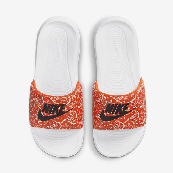 Klapki Damskie Nike Victori One Print Pomarańczowe Białe Czarne | NK394FXL