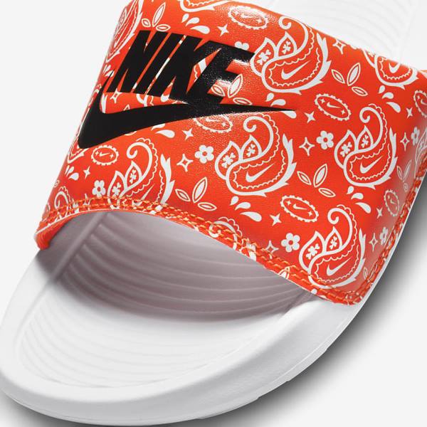 Klapki Damskie Nike Victori One Print Pomarańczowe Białe Czarne | NK394FXL