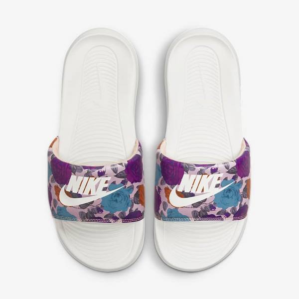 Klapki Damskie Nike Victori One Print Różowe Różowe Żółte | NK615LRS