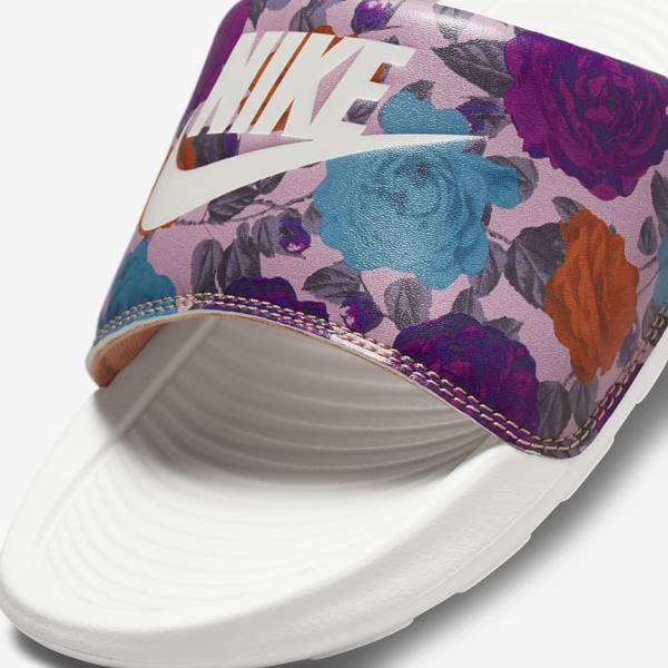 Klapki Damskie Nike Victori One Print Różowe Różowe Żółte | NK615LRS