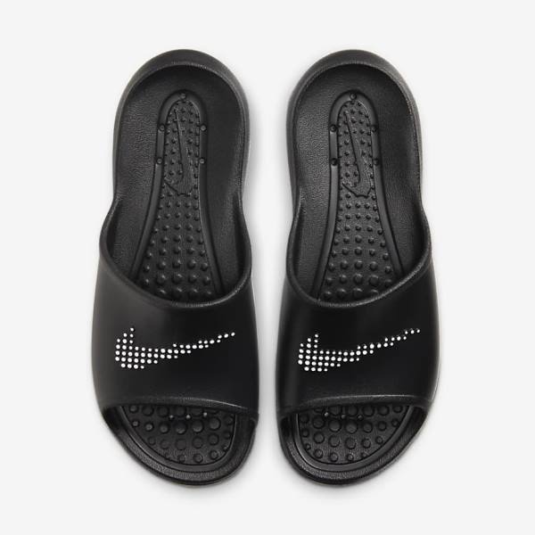 Klapki Damskie Nike Victori One Shower Czarne Białe | NK296CZS