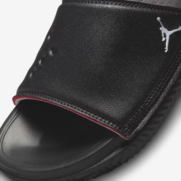 Klapki Dziecięce Nike Jordan Play Older Czarne Czerwone | NK407EIS