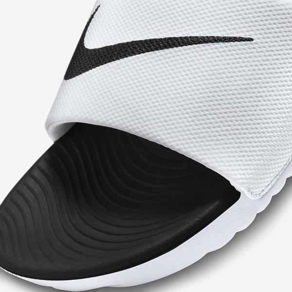 Klapki Dziecięce Nike Kawa Older Białe Czarne | NK508UQB