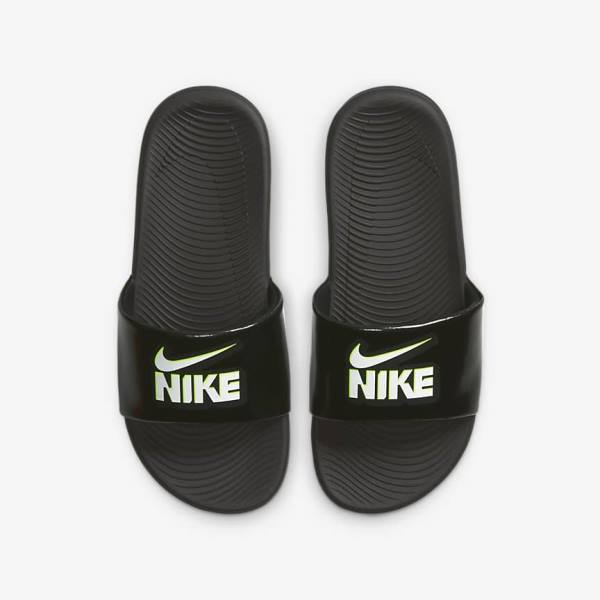 Klapki Dziecięce Nike Kawa Older Czarne Białe | NK826PVL