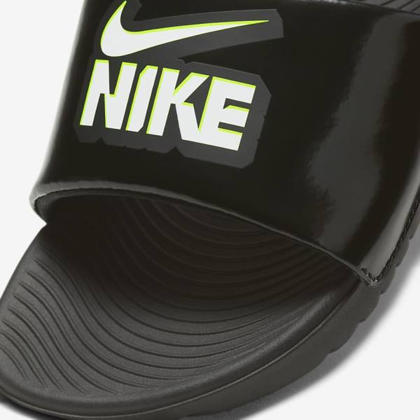 Klapki Dziecięce Nike Kawa Older Czarne Białe | NK826PVL