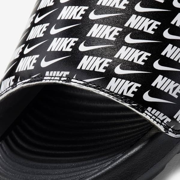 Klapki Męskie Nike Victori One Printed Czarne Białe | NK206SHI