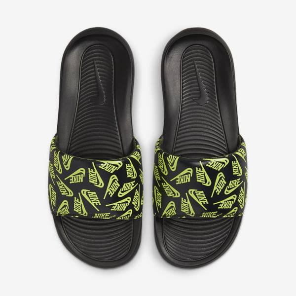 Klapki Męskie Nike Victori One Printed Czarne | NK513QCT