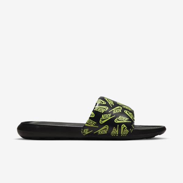 Klapki Męskie Nike Victori One Printed Czarne | NK513QCT