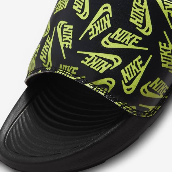 Klapki Męskie Nike Victori One Printed Czarne | NK513QCT