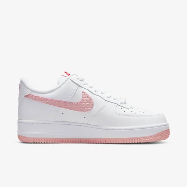 Trampki Damskie Nike Air Force 1 07 Białe Czerwone | NK328NPR