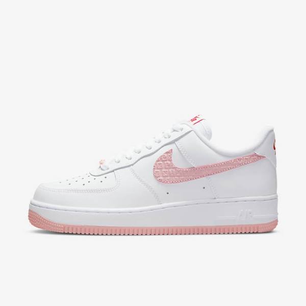 Trampki Damskie Nike Air Force 1 07 Białe Czerwone | NK328NPR