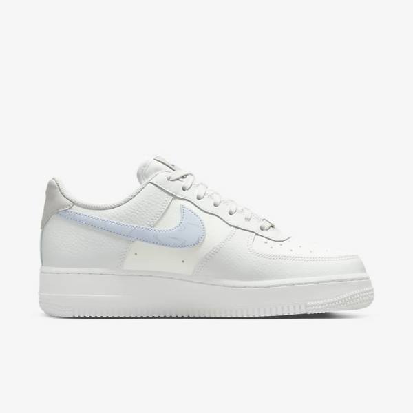 Trampki Damskie Nike Air Force 1 07 Białe Metal Srebrne Głęboka Niebieskie | NK369JIU