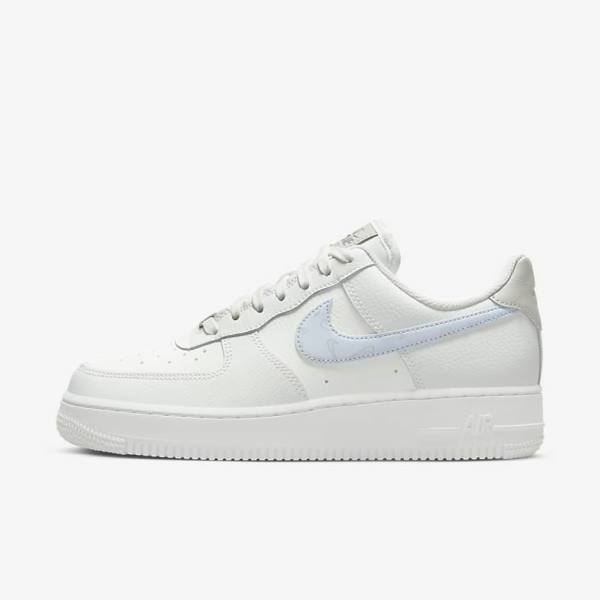 Trampki Damskie Nike Air Force 1 07 Białe Metal Srebrne Głęboka Niebieskie | NK369JIU