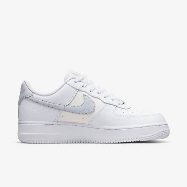 Trampki Damskie Nike Air Force 1 07 Białe Metal Srebrne Platyna | NK563PQI