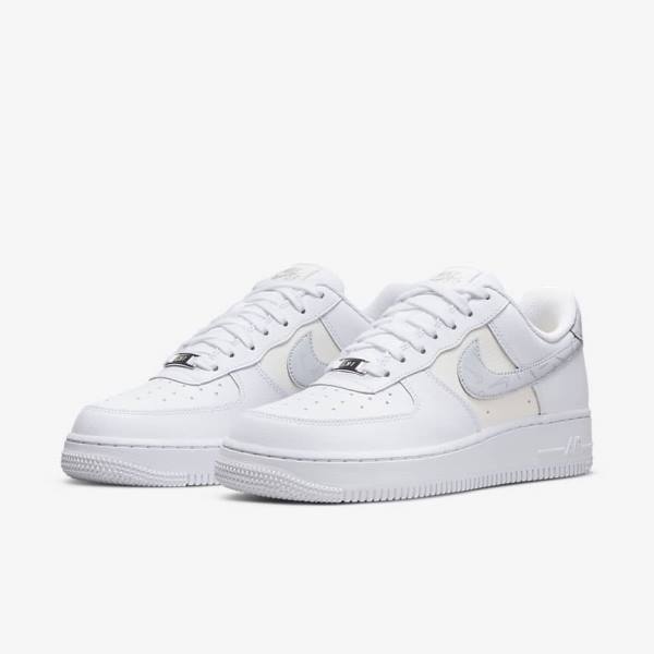 Trampki Damskie Nike Air Force 1 07 Białe Metal Srebrne Platyna | NK563PQI