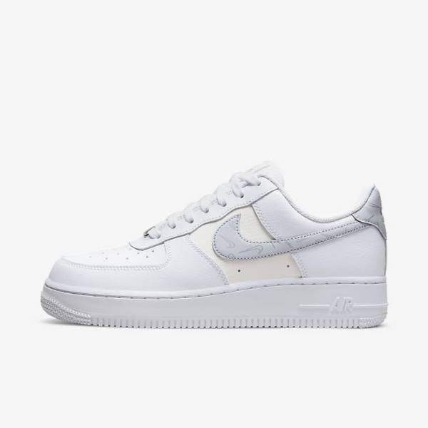 Trampki Damskie Nike Air Force 1 07 Białe Metal Srebrne Platyna | NK563PQI