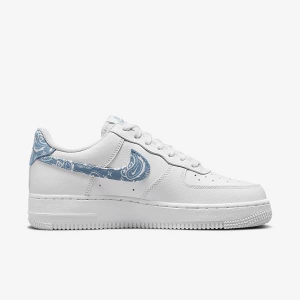 Trampki Damskie Nike Air Force 1 07 Essential Białe Niebieskie | NK240QEF